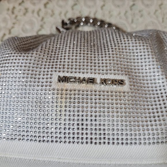 Michael Kors Nola Small Crystal Embellished Clutch Metallic Chain and Kisslock - Picture 4 of 11